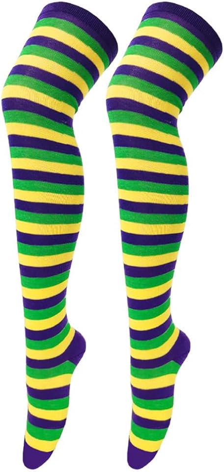 Benefeet Sox Womens Rainbow Striped Knee High Thigh High Socks Arm Warmers Set Fingerless Gloves Halloween Costume - Image 5