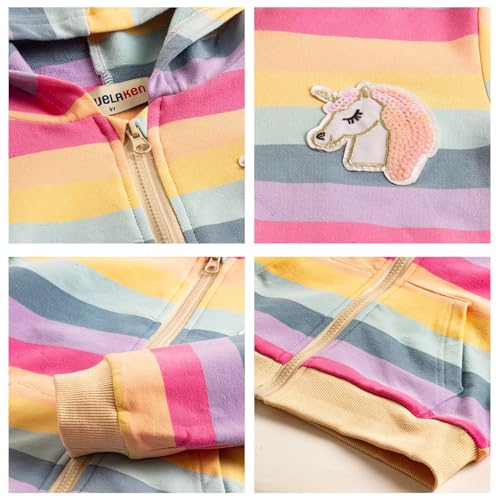 Image of weLaken Unicorn Sweatshirts for Girls Thick Cotton Pullover Tops Fall Winter Children Girls Clothing
