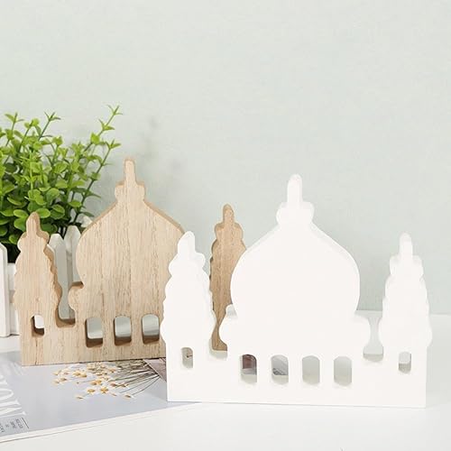 Miniatura 5 de Eid Mubarak Adorno de madera, decoración de mesa de Eid Mubarak, decoraciones de Ramadán 2024, para festival islámico, suministros de decoración de