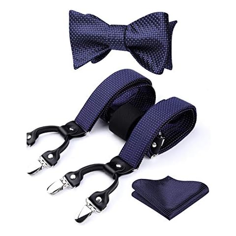 HISDERN Tirantes para hombre forma de Y elásticos y ajustables Pajarita Pañuelo set Cover