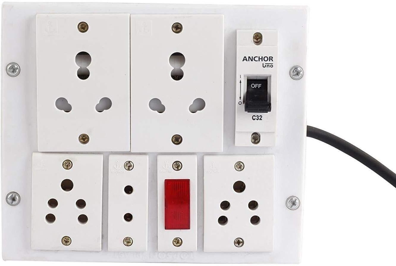 Anchor Uno Extension Board with 4 Sockets, MCB C32 Circuit Breaker, Indicator Switch, White-image-31