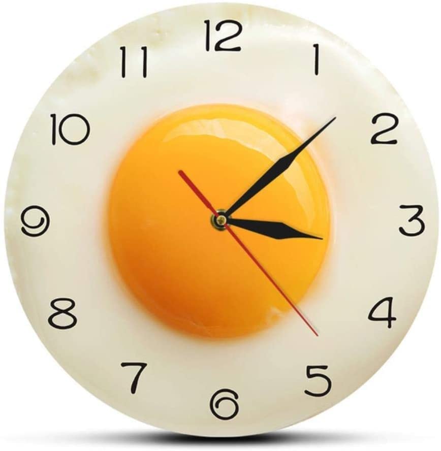 Horloge murale silencieuse œufs plats 3D XJBTBA pour stopper les bruits nocturnes
