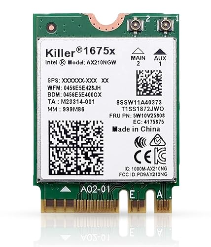 Intel Killer Wi-Fi 6E AX1675x Tri Band AX210 M.2 2230 Bluetooth 5.3 WiFi Card (Single Pack)