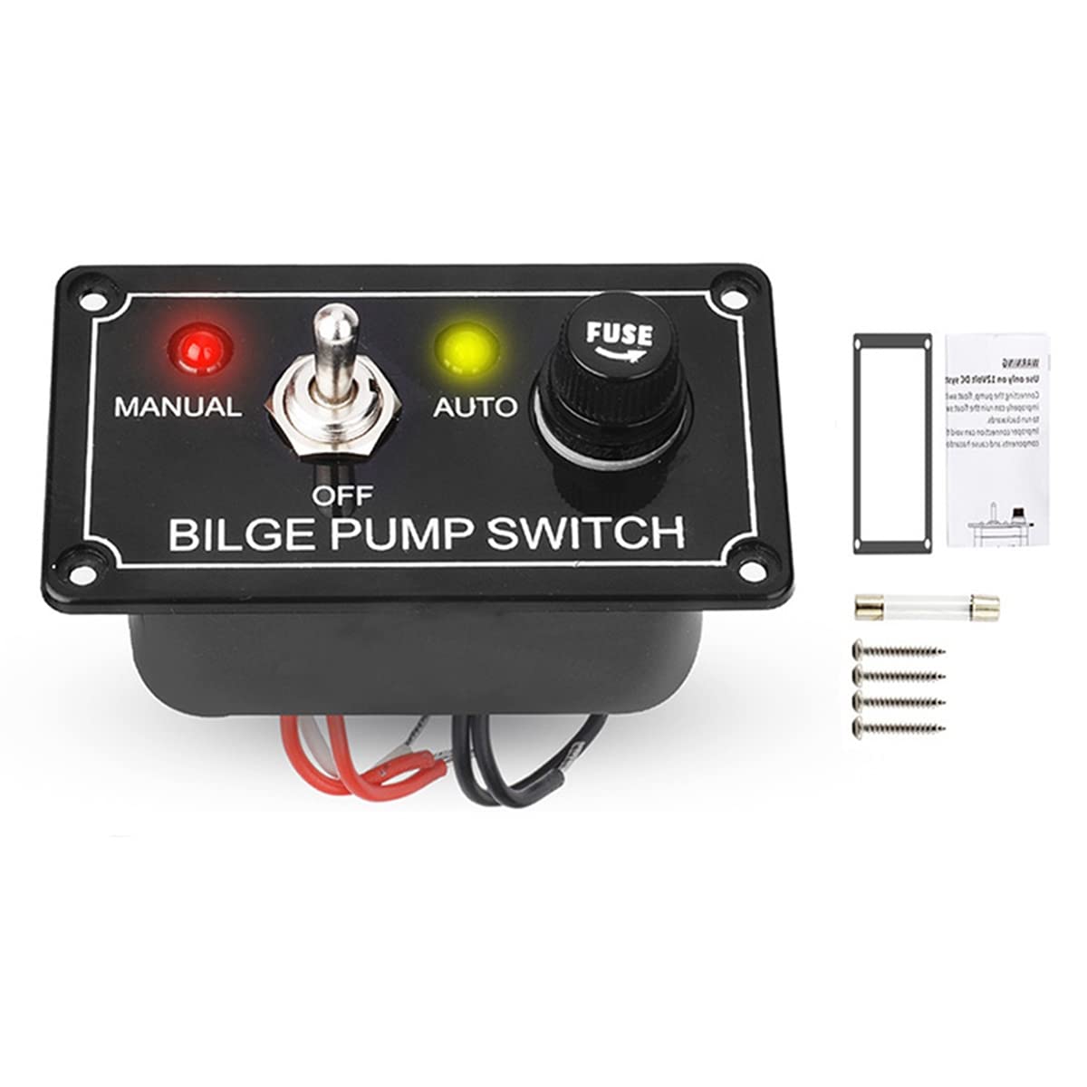 Panel de Interruptores de Bomba de Sentina Marina con Fusible de 12 V CC con Luz Indicadora LED Interruptor de Palanca Manual/Apagado/AutomáTico de 3 VíAs