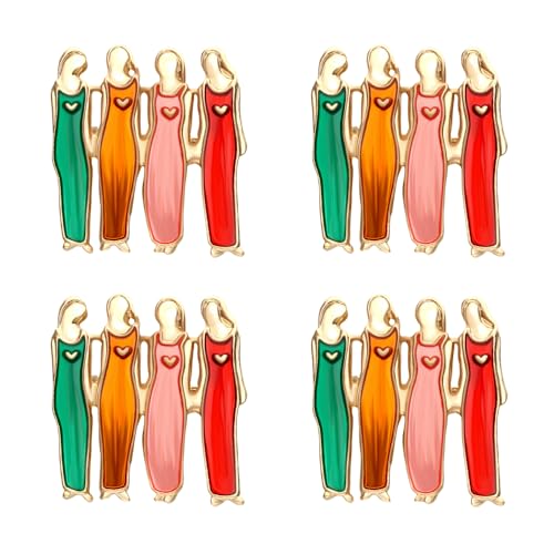 Image of 4Pcs Sister Flower Brooch Set - Elegant Alloy Brooches for Prom, Graduation, Party, Wedding - Sentimental Keepsake Gift for Sisters and Friends