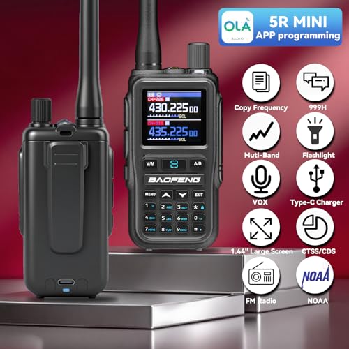 Image of BAOFENG UV5RMINI Two Way Radio NOAA Weather Radio Dual PTT 999CH Survival Radio APP Programming Copy Frequency Ham Radio