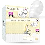 esfolio Pure Skin Mask Box – Pearl Essence Sheet Mask Set, Hydrating & Nourishing Korean Face Masks, Revitalizing Skincare for Soft, Smooth, and Radiant Skin (Pack of 10)