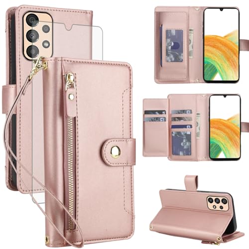 Porte-monnaie Samsung Galaxy A33 5G anti-rayures et anti-piratage RFID or rose