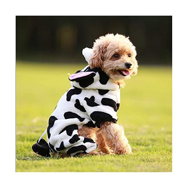 Dog cow costume - adorable halloween dog costumes cow style hoodie soft and comfortable jumpsuits for small dog white - image 7