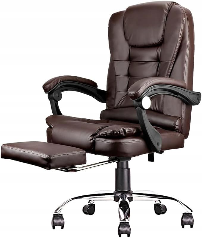 Silla De Oficina De Cuero Ergonómica Con Marco De Metal Y Hierro Para Ejecutivo