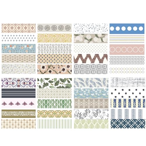 YUBBAEX Conjunto de 40 Rolos de Fita Washi Básica com Padrões Fofos Impressos, Fitas Decorativas Fin