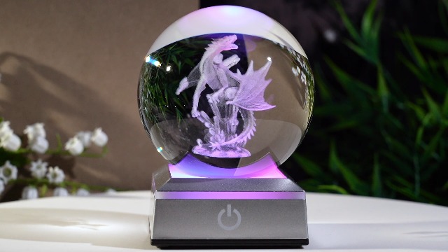Image of Ornalrist 3D Dragon Crystal Sphere Gifts for Women Men Kids with Colorful LED Light Base 3.15 inch, Dragon Night Light for Boy Girl Xmas Cool Dragon Figurines Home Decor