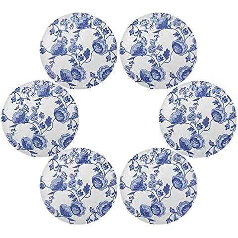 susiyo Round Placemats Set of 6, Colorful Flowers Chinoiserie Style Placemat Kitchen Table Plate Lunching Mats Polyester 15" Diameter Washable for Dining Party Wedding Farmhouse Restaurant Tableware D Cover