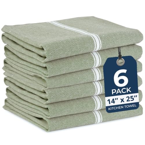 Image of LANE LINEN Kitchen Towels Set - 100% Pure Cotton Dish Towels for Kitchen, Super Absorbent Kitchen Hand Towel, Tea Towels, Soft & Durable Dish Cloths, Pack of 6 - 15 inchx25 inch, Olive