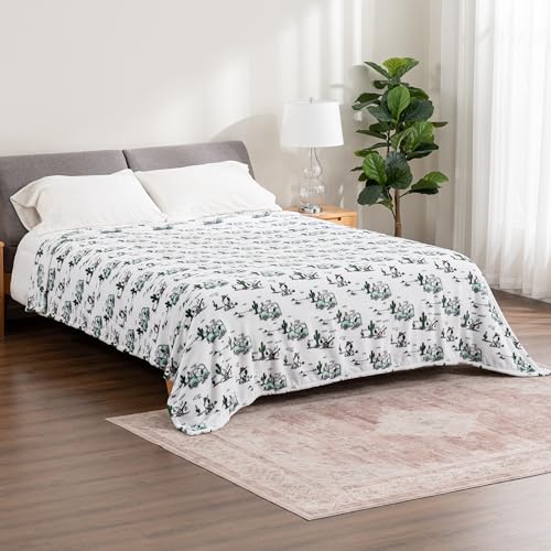 Image of Berkshire Blanket Peanuts VelvetLoft Cute Character Snoopy Plush Blanket,Snoopy Desert Travel White,King 90 in x 108 in (Official Peanuts Product)