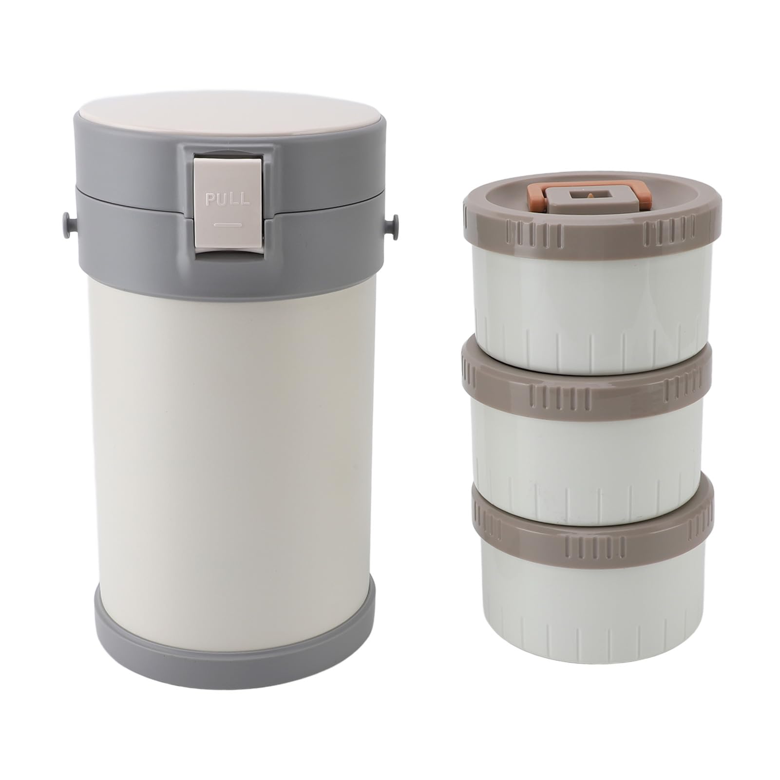Tissting Termo para Comida 2.3L 3 Niveles, Acero Inoxidable 304 Apto para Microondas con Correa para Hombro, para Escuela Oficina (White)