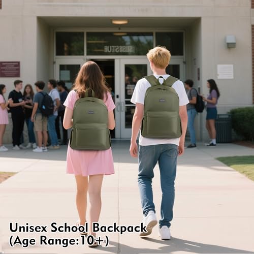 Image of 17 Inch Simple Large Backpack, Durable Bookbag for College & Travel Daypack | Anti-Theft Hidden Main Zipper, Reinforced Shoulder Straps, Side Pockets Fit Large Water Bottles, Lightweight, Classic Look