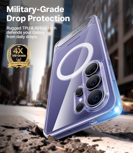 Image of TORRAS Ostand L1 Guardian Original Imported S26 Ultra Case, Built-in Magnetic Stand, MagSafe Compatible, Mil-Grade Drop Tested Galaxy S26 Ultra Back Cover, Anti-Yellowing Diamond Clear