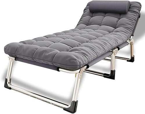 Folding Camping Cot W/Mat for Adults, Heavy Duty Outdoor Camping Bed Travel Camp Cots Camping Loungers, 5-Position Adjustable Backrest, Lightweight Tent Cot for Home Office Beach Garden