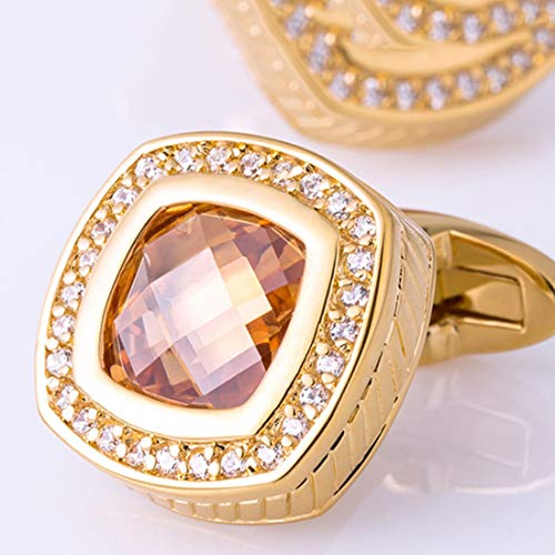 Mancuernillas de Cristal Topacio Dorado de Lujo miniatura 5