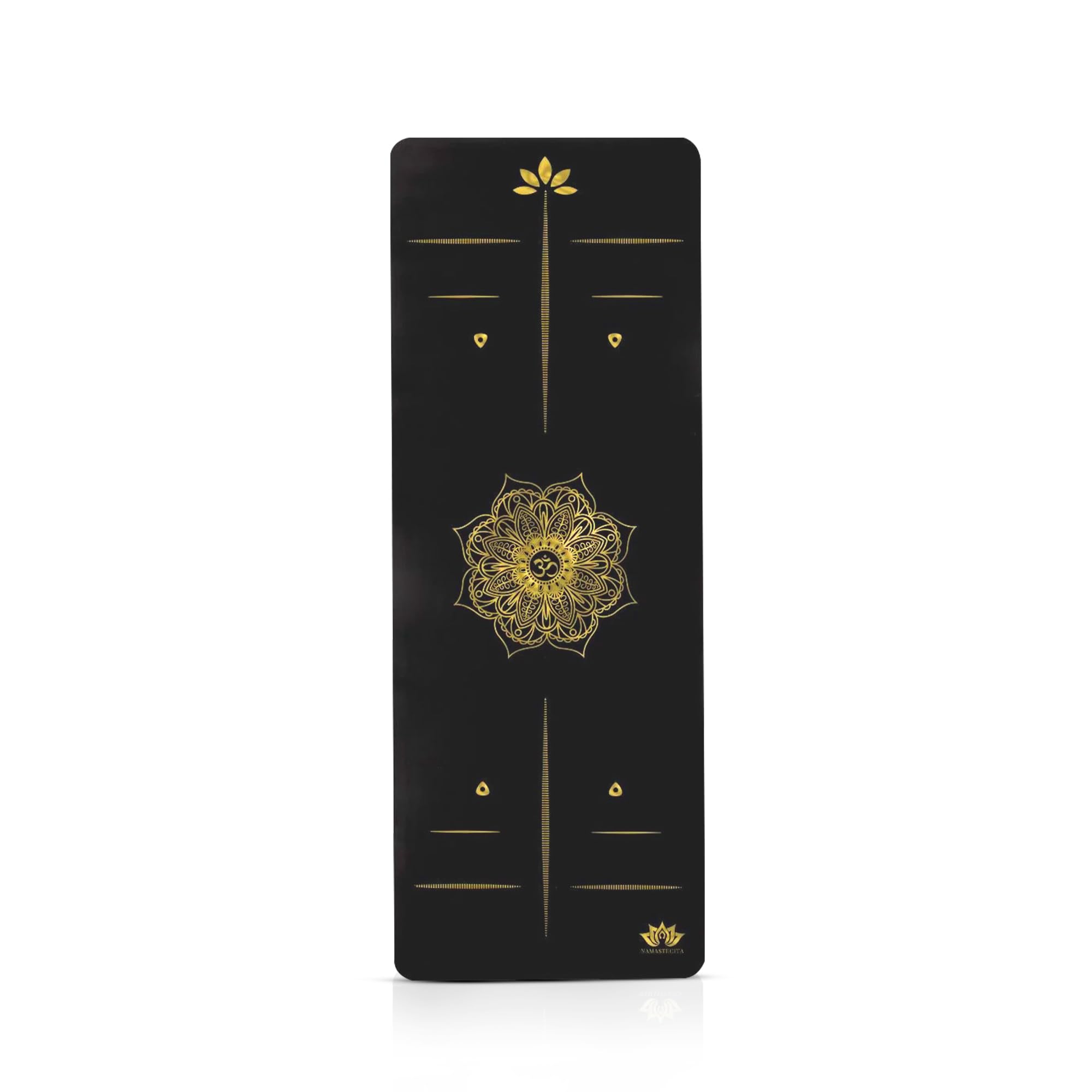 Yoga Mat, Edición Dorada Mandala, Esterilla de yoga antideslizante, Materiales ecologicos Colchoneta para pilates y yoga incluye bolsa de transporte