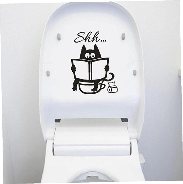 Onsinic Toilet Sticker Cute Cartoon Cat Bathroom Decal Vinyl Removable Art Mural Home Funny Decor