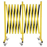 FAHKNS Industrial Expandable Barricade with Wheels 16.4 Feet Long Retractable Metal Traffic Gate Portable Security Barrier for Construction Site Elevator Outdoor Road Yellow Black