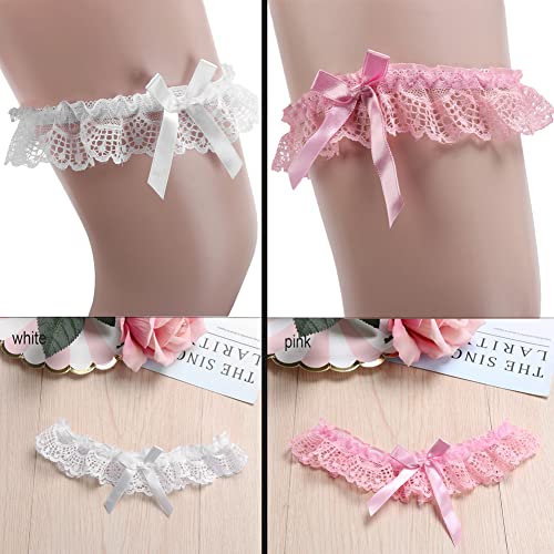 5 Pairs Lace Wedding Garter Bridal Lace Floral Bowknot Garter Ribbon Belt Leg Ring For Women Girls Favor With 1 Pairs Stocking Buckle #TOP1