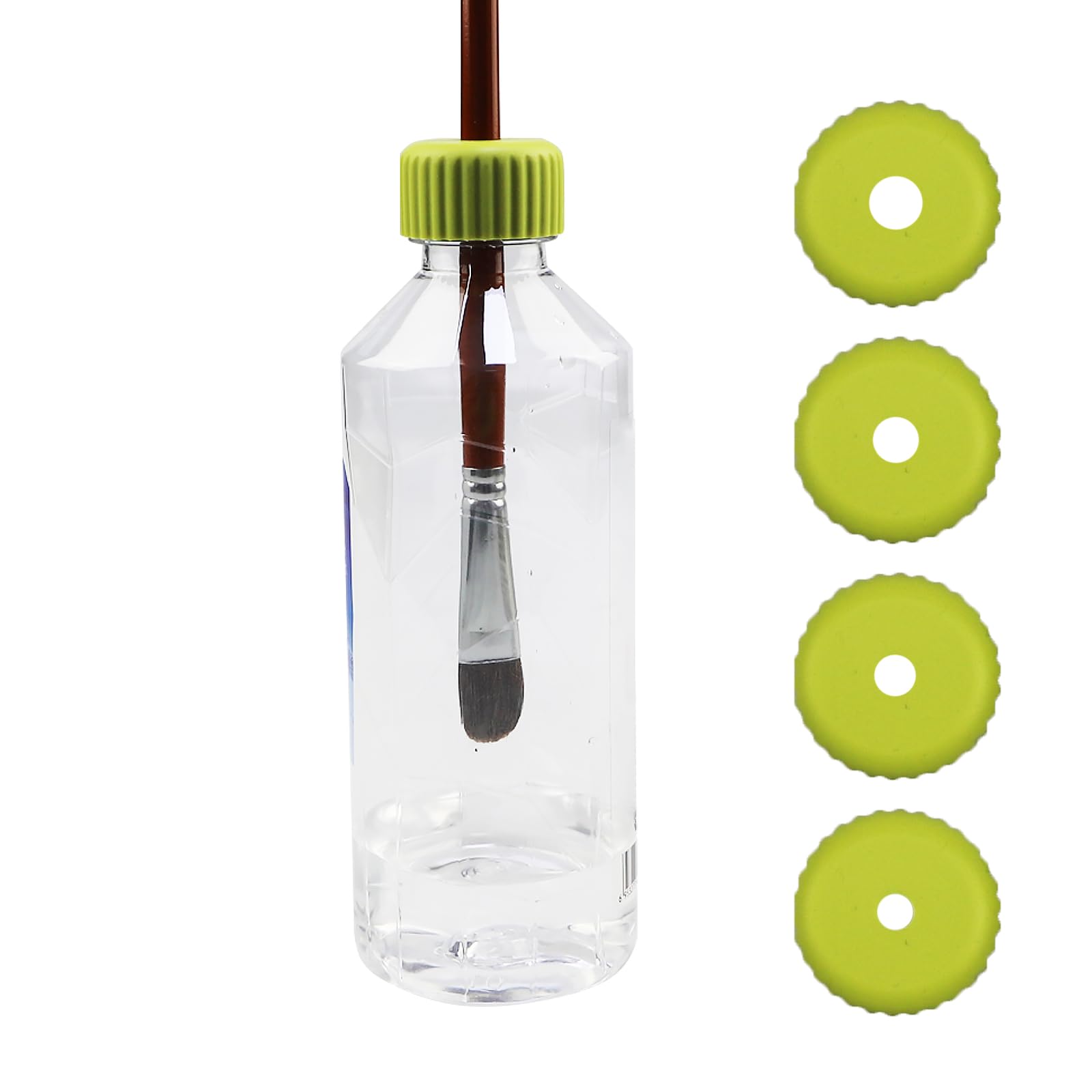 4PCS Paint Brushes Moisturizing Cap, Wash-Free Paint Brush Holder with 4 Calibers Hole, Artist Paintbrushes Hydrating Bottle Lid for Round Pointed Paint Brushes Nylon Hair Brushes Painting Kit