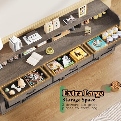 Image of AMERLIFE 95 inch Dog Crate Furniture, Multi-Functional TV Stand with Storage