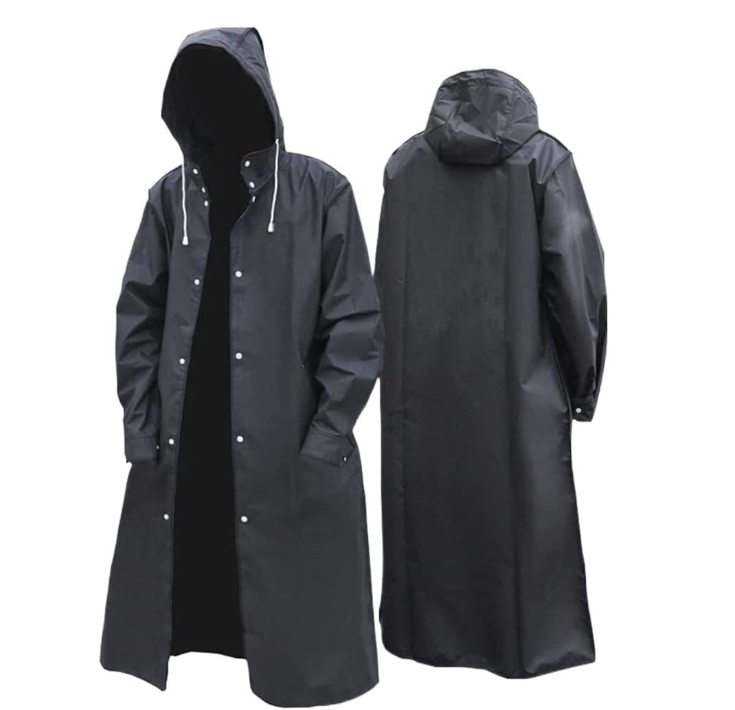 Poncho de Lluvia Chubasquero Largo Impermeable Negro Para Hombre, Chubasquero Con Capucha Para Senderismo Al Aire Libre, Viajes, Pesca Chubasquero Mujer