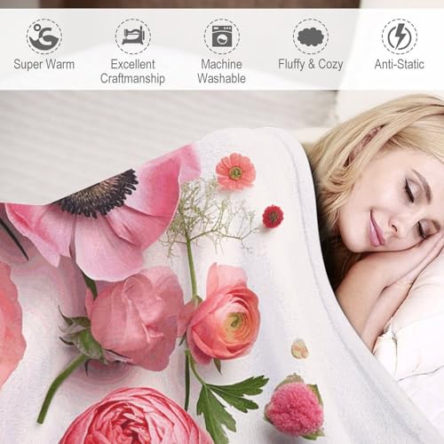 Couverture micro polaire fleurs 152x20cm plaid canapé lit - 4