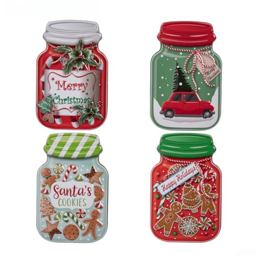 UrbanHui Scatola di caramelle di Natale Contenitore di immagazzinaggio delle vacanze Barattolo di latta decorativo per dolci dolcetti matrimonio festa di compleanno celebrazione decorazione della casa