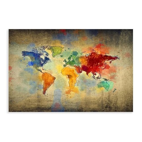 Mappa del Mondo tableau toile vintage : rompez la monotonie de vos murs blancs 40x61