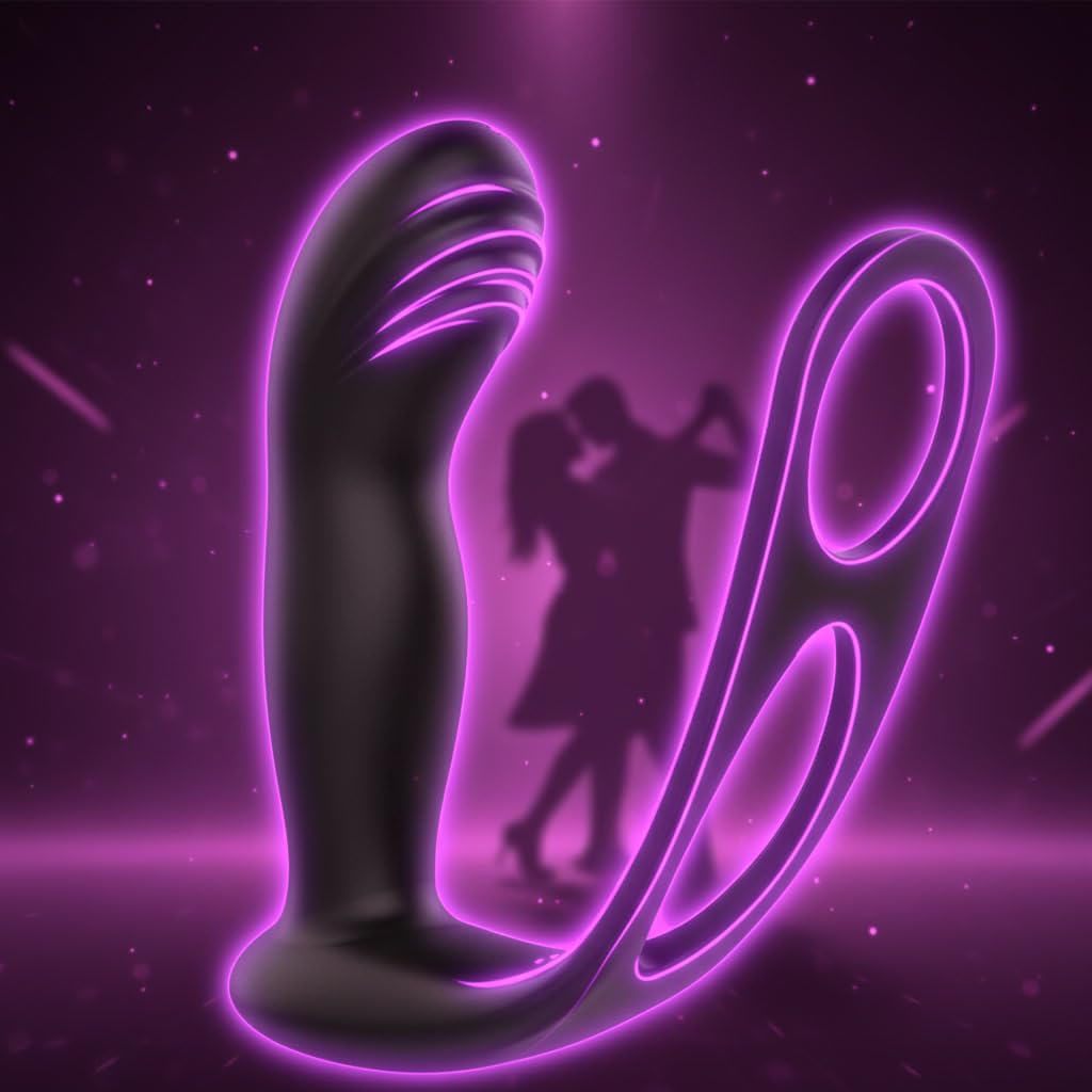 Vibrador Próstata Masculino Dildo Estimulación Próstata con Anillo para Pene 9 Modos de Vibración y Empuje Plug Anal Juguete Sexual para Hombres Control por APP Bluetooth
