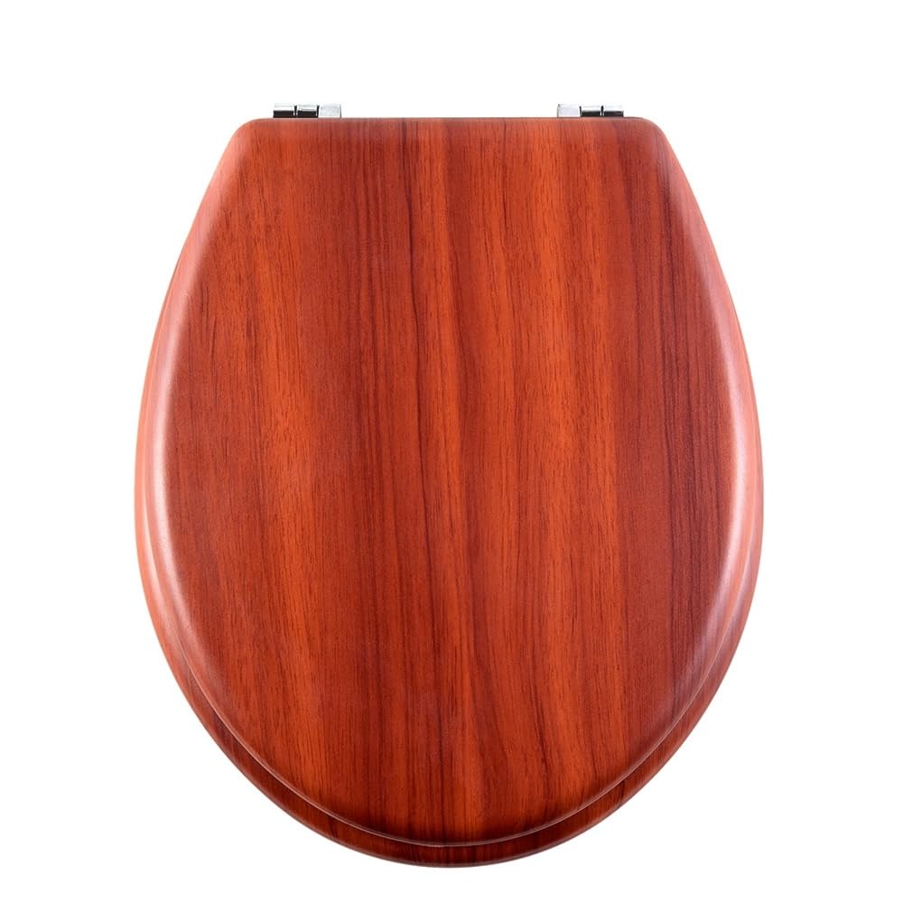 AQUALONA® Essential Value Toilet Seats Wipe Clean Moulded Wood - Stainless Steel Hinges - Wipe Clean - Easy Installation (Antique Pine)