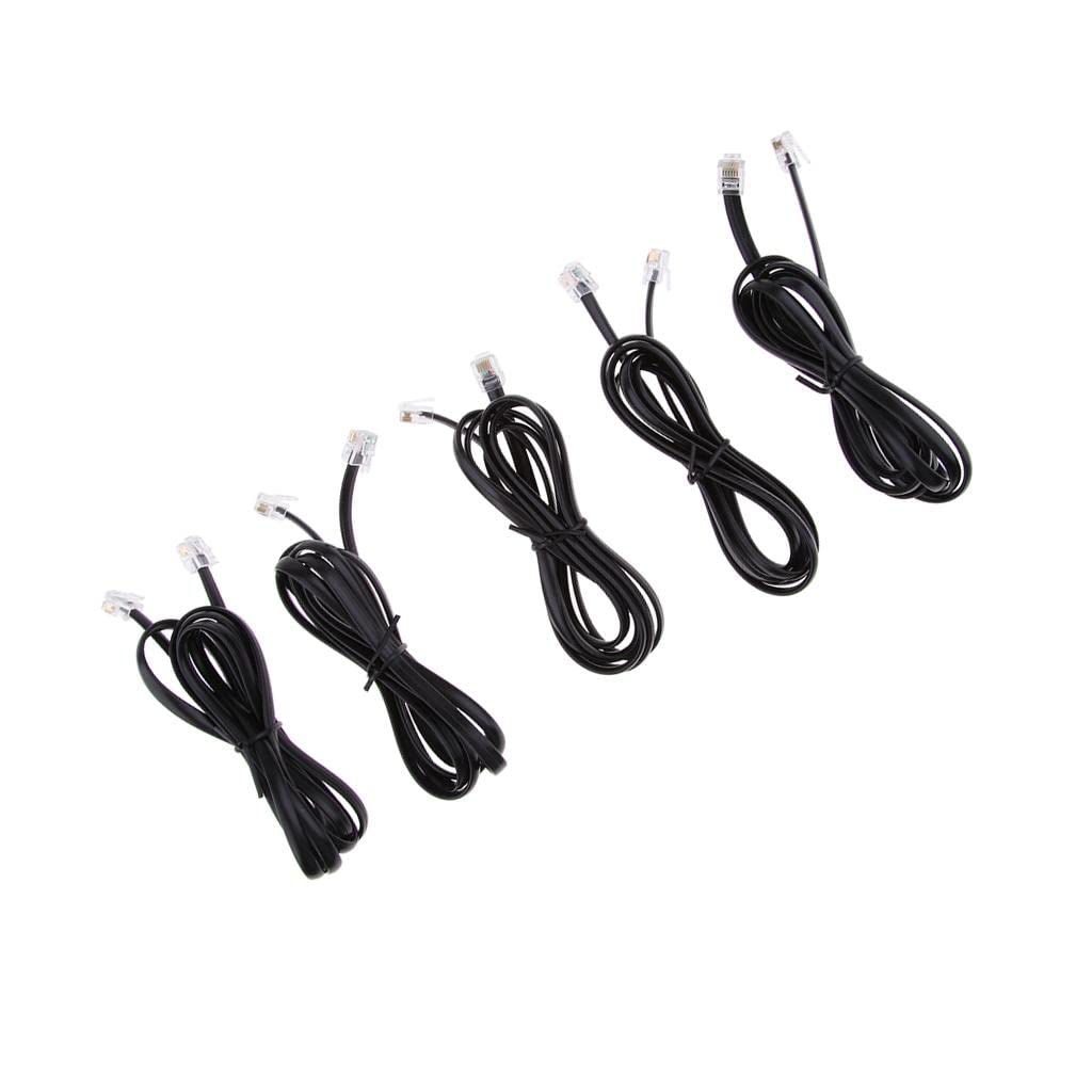 5Pcs 6P6C RJ12 Male to Male Flat Straight Landline Telephone Cable Cord 1.5m-image-42
