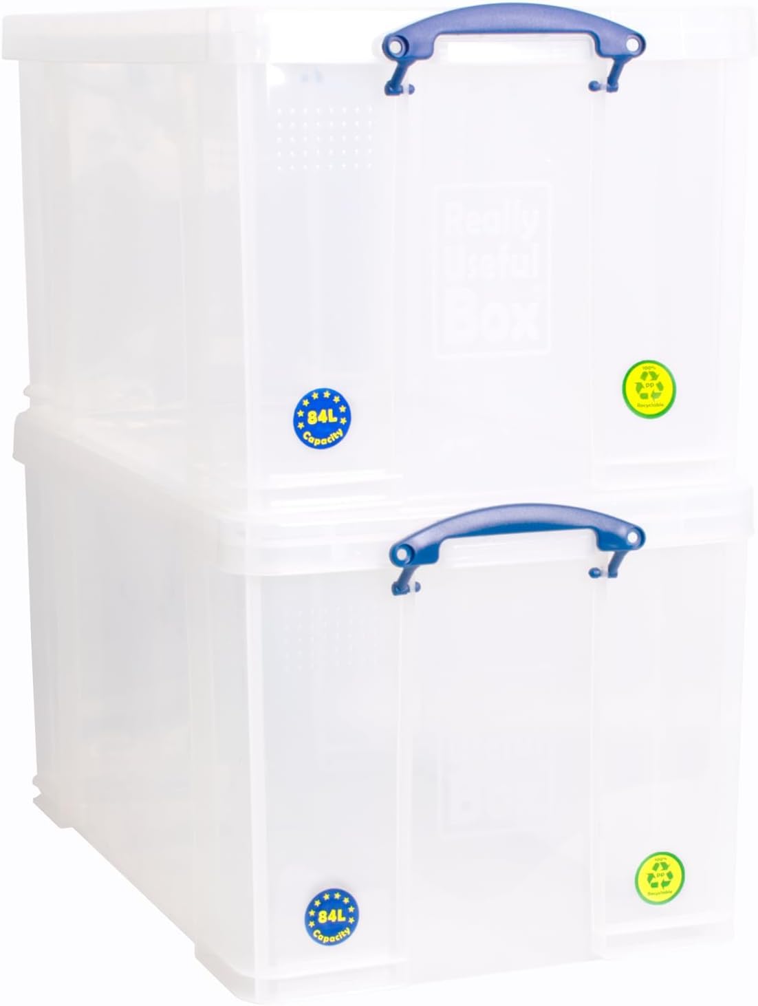 Pasha Traders Clear Really Useful Box Plastic Storage 84 Litre With Secure Lid And Handles/Mega Deal (2, 84L)