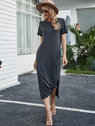 Image of Naggoo Women's Casual T Shirt Midi Dress with Side Slit and Pockets