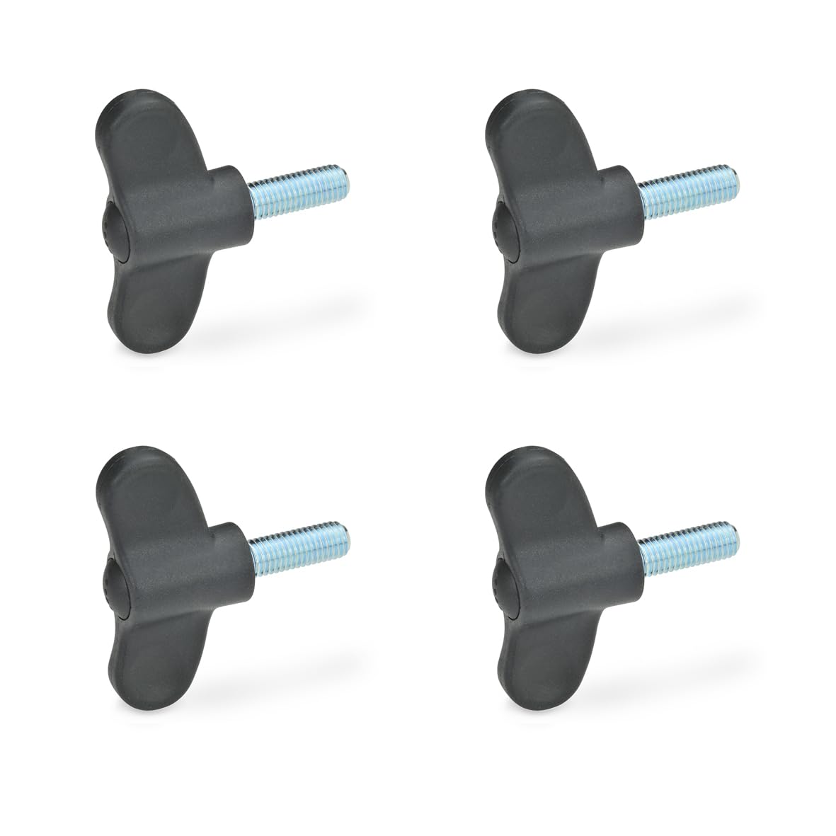 Ganter Normelemente Wing Screw GN 633-48-M6-20-DSG | Pack of 4 | Wing Handle | Black Plastic | Screw Steel M6 x 20