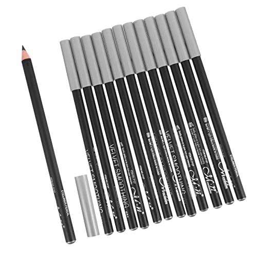 BAZEITFLOW 12 piezas Lápiz Delineador de Ojos Negro Secado Rápido para Maquillaje de Mujeres de Compactos y Portátiles