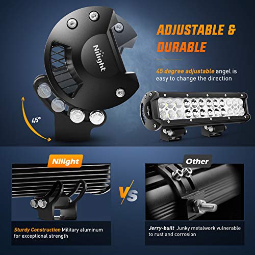 Nilight - ZH007 Led Light Bar 12 Inch 72W Spot Flood Combo With Off Road Wiring Harness, 2 years Warranty