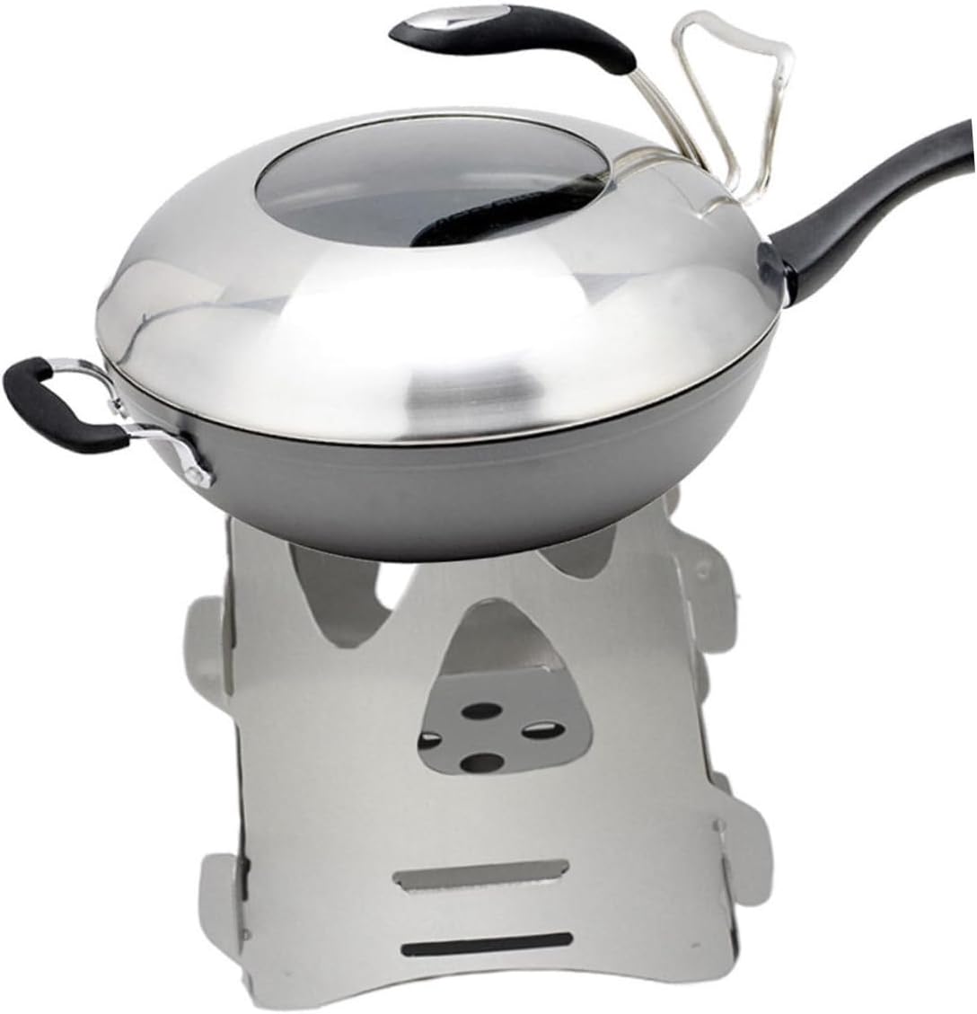 3-Pack Stainless Steel Camping Stoves - Portable Wood Burning Backpacking Stove | Foldable Compact Design for Hiking, Survival & Emergency Preparedness | Outdoor Cooking Grill with Carry Bag