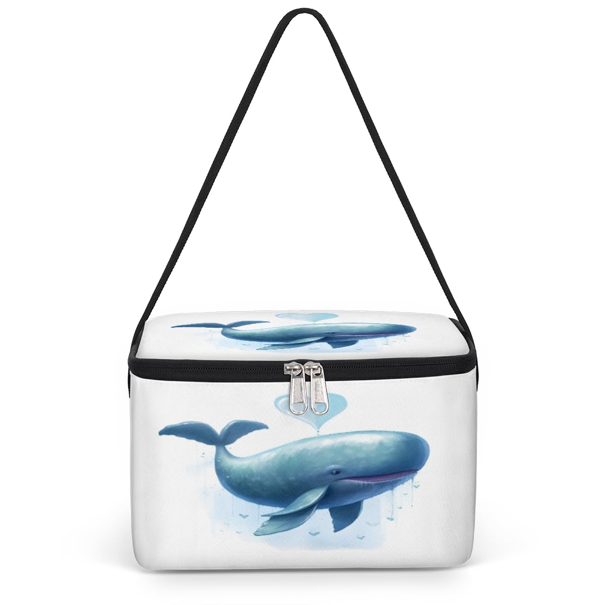 Lunch Bags for Women Men 9 Cans,Whale Hot & Cold Food Delivery Bag Insulated Grocery Bag Insulated Lunch Box Cute Whale Heart Cooler Bag for Office Work Picnic Beach