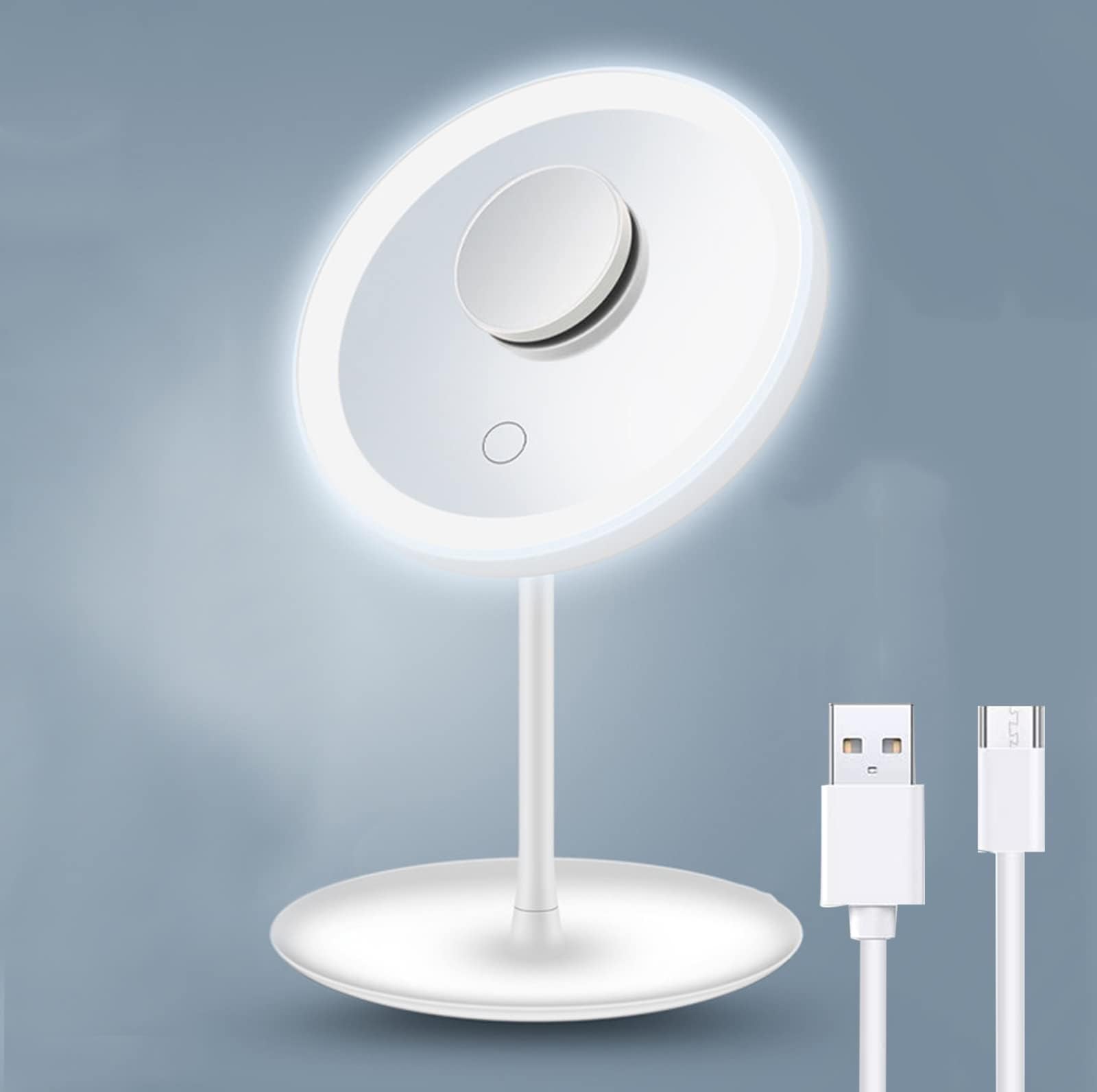 TERRIFI 5X Magnifying Lighted Makeup Mirror, 3 Light LED Makeup Mirror, Intelligent Switch, Portable for Detailed Makeup, Suitable for Makeup Desk and Travel