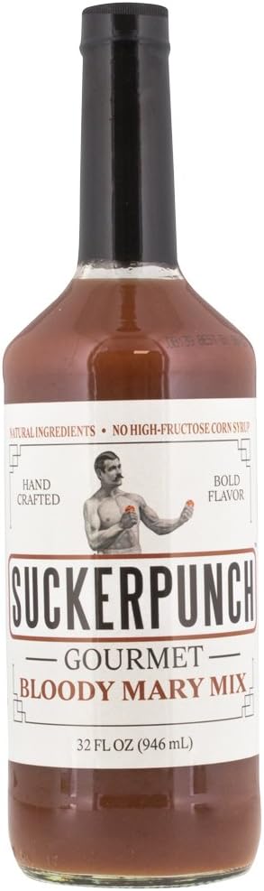 SuckerPunch Gourmet - Bloody Mary Mix, Unique Flavor, Smooth Texture, Gluten Free, Vegan Friendly, Non-GMO Verified (32 oz, Pack of 3)