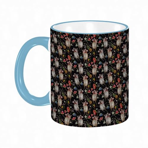 YOIUE Copa de cerámica interesante 11OZ tazas 330 ml - Regalo original y divertido Exquisita taza de impresión Decora tu taza,Fondo infantil divertido con erizos