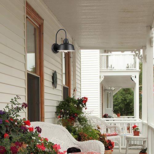 Globe Electric 44303 Delancey 1-Light Outdoor/Indoor Wall Sconce, Oil Rubbed Bronze, White Interior, 11.85" #TOP6