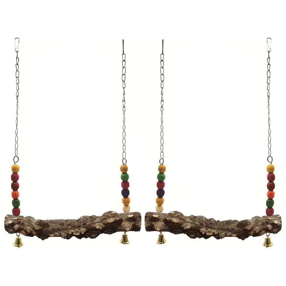 2 Pack Altalena per Uccelli di Pollo in Legno Naturale Altalena Giocattoli Altalena in Legno per Pulcino, Accessori per Pollaio Sicuro per Uccelli, Pappagalli