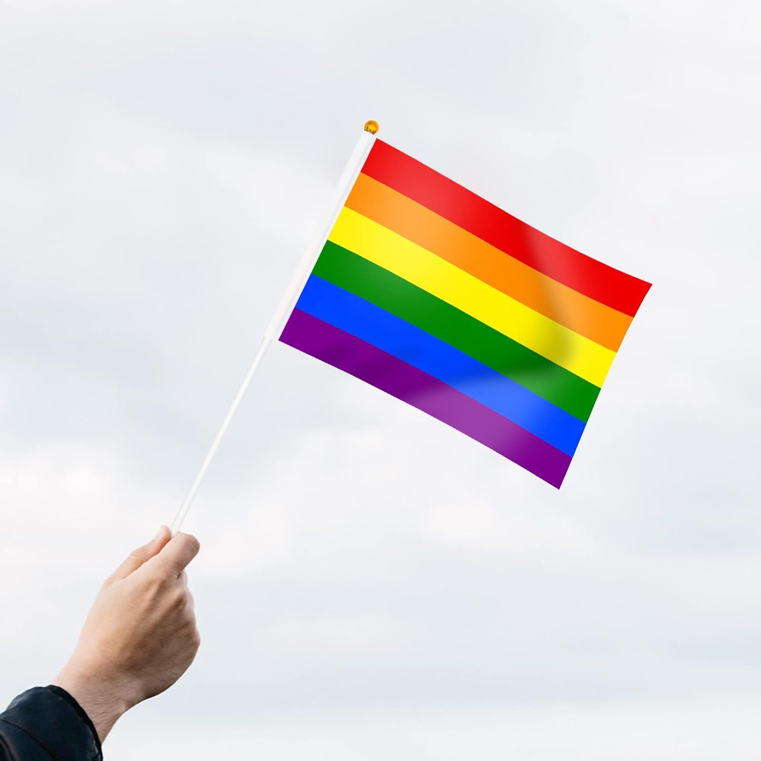 20 Pack Small Pride Flag Stick 21 x 14 cm - Handheld Rainbow Pride Flags, Mini LGBTQ Rainbow Gay Lesbian Flag Sticks for Outdoor LGBT Parades, Rainbow Pride Decorations (Rainbow Flag) - Image 8